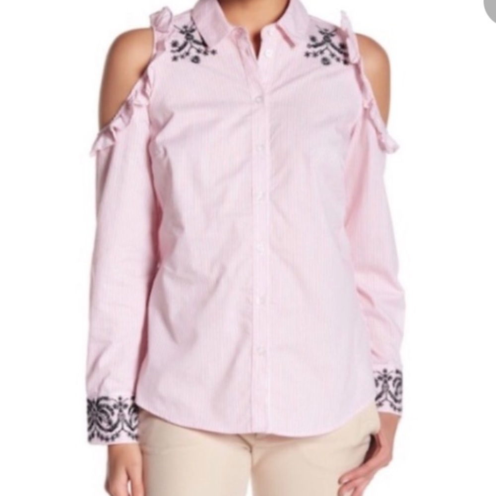 Nanette Lepore Pink Shirt sz L Flamingo Dream